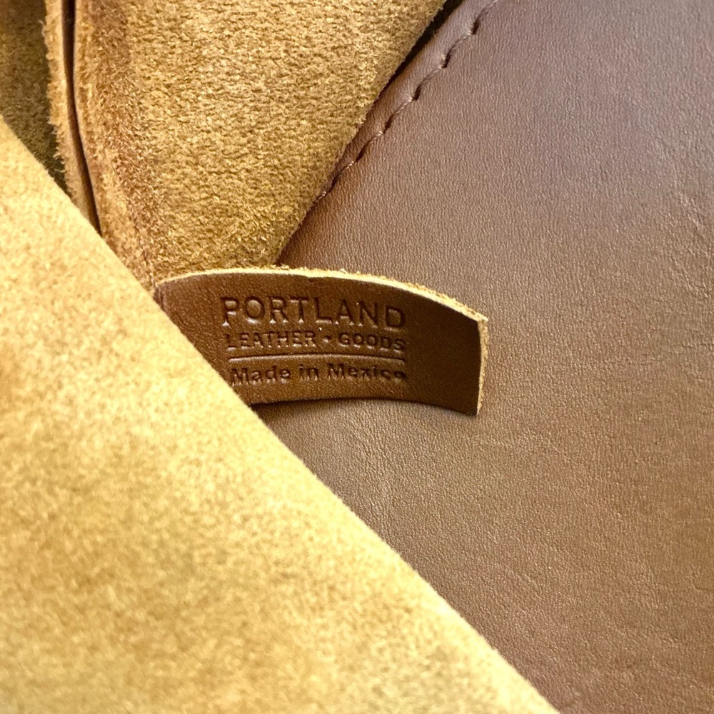 PORTLAND LEATHER, Almost Perfect Raindrop Genuine Leather Crossbody Bag in Honey - Picture 15 of 16